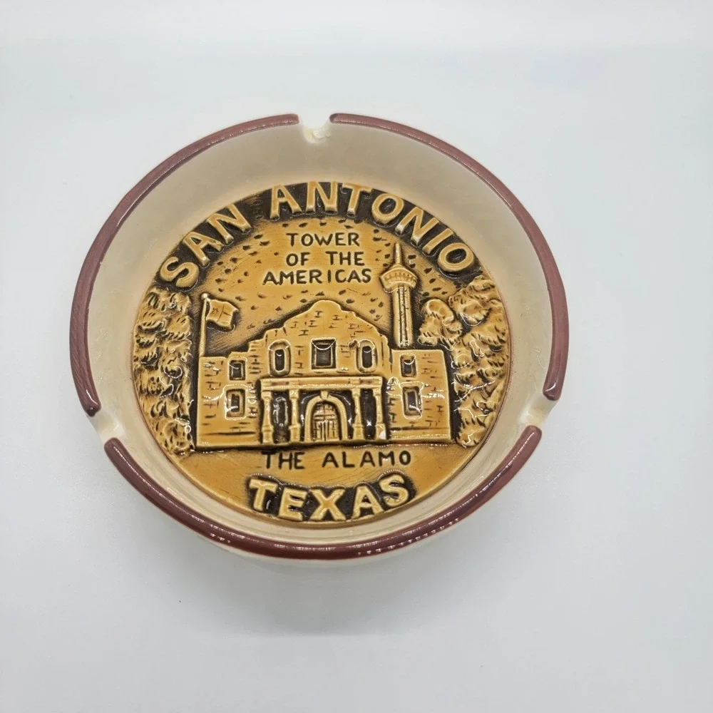 Vintage San Antonio Texas Ashtray Alamo & Tower of the Americas Japan Made 4.5" - Picture 7 of 7